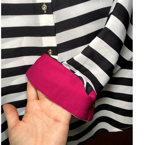 Banana Republic Black & White Striped Button Down Shirt - Picture 6 of 14